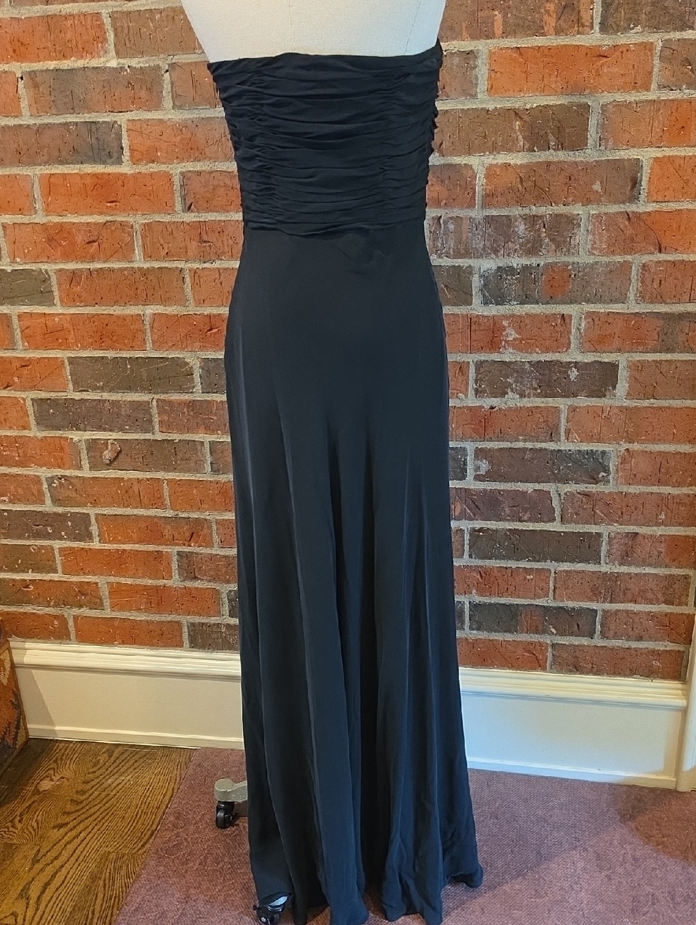 Lauren Ralph Lauren Black Strapless Ruched Bodice Maxi Dress 100% Silk Sz 8 EUC - Picture 5 of 9